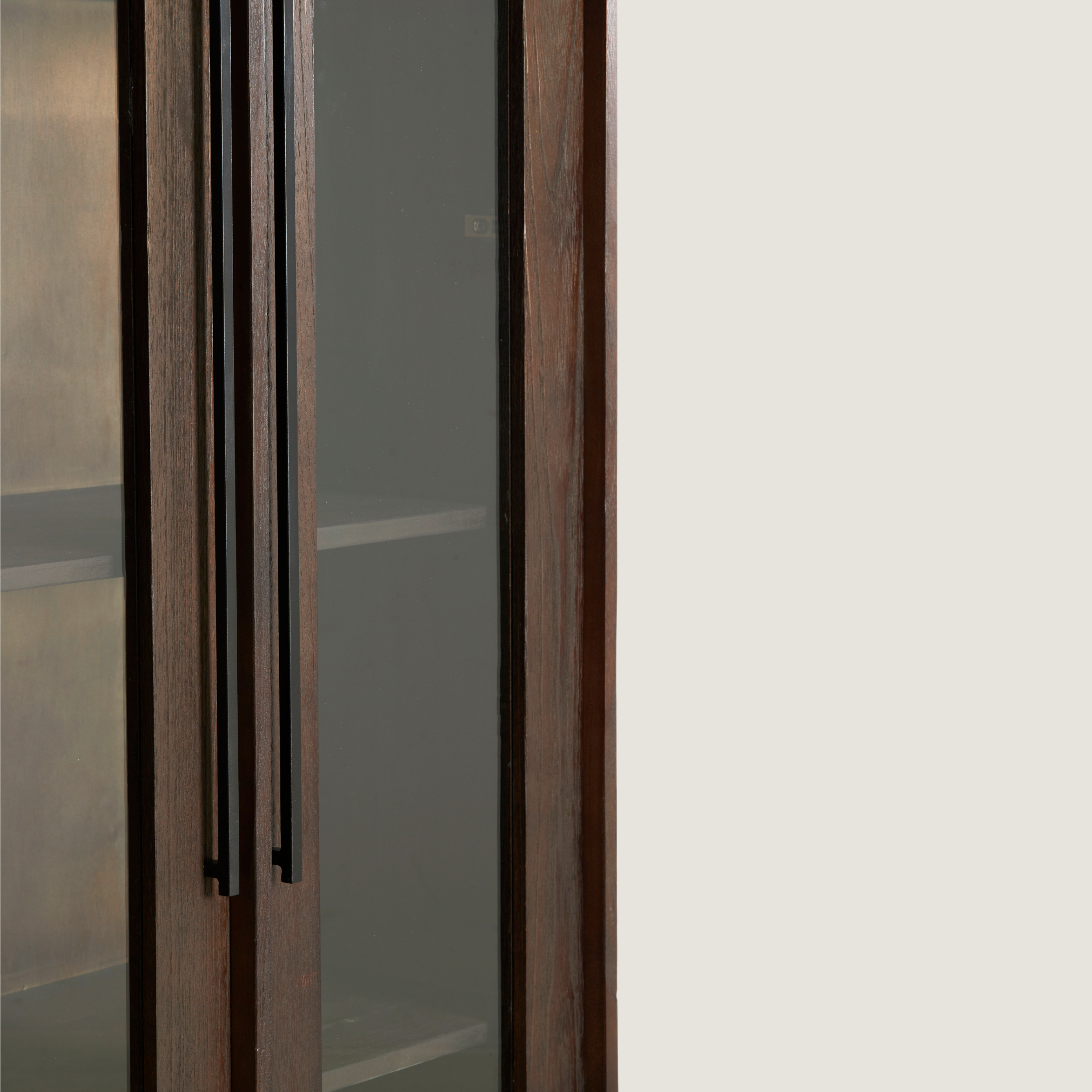 Denali - Tall Dark Wood Display Shelf Cabinet With Glass Doors