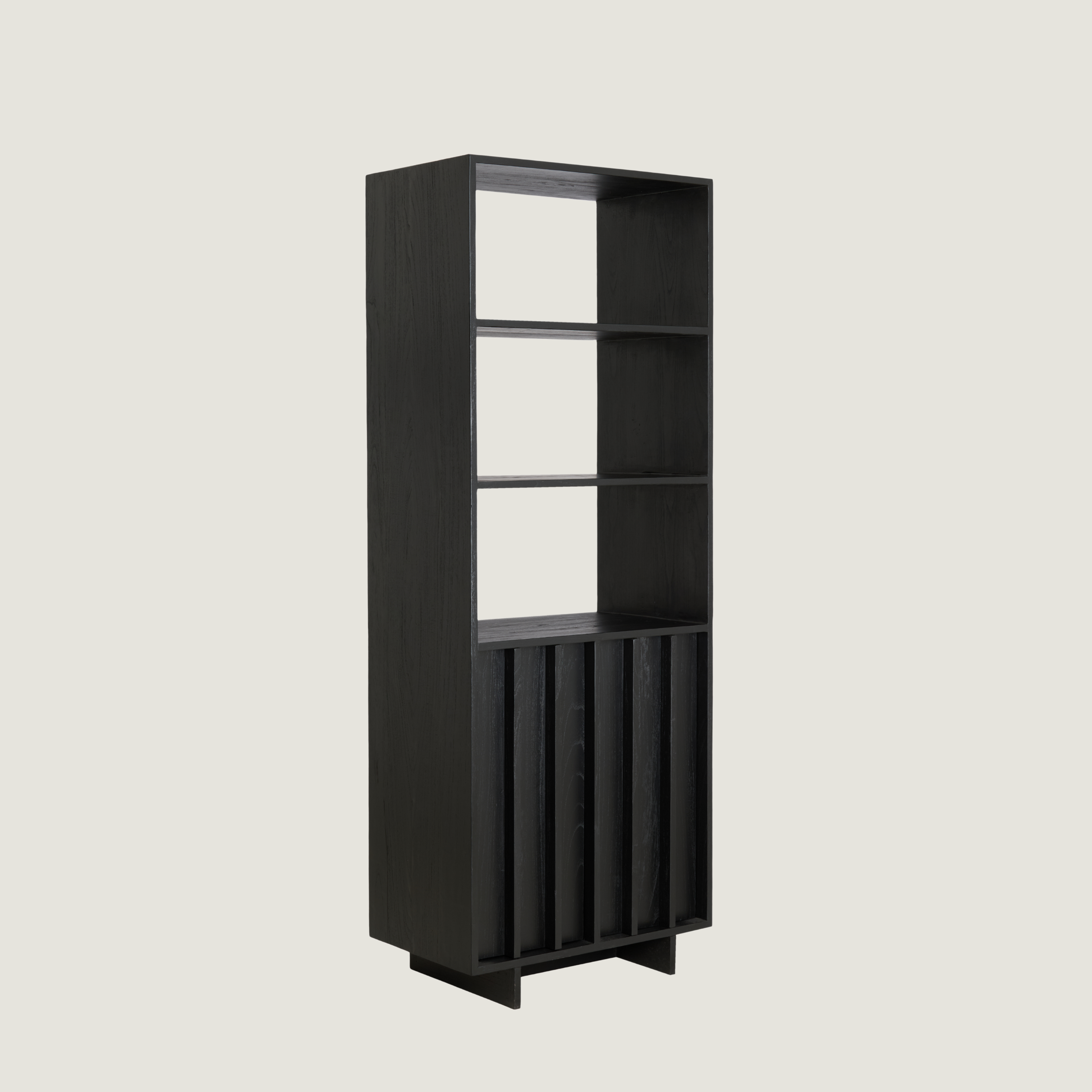 Morant - Freestanding Display Cabinet with Bookshelf In Dark in Black