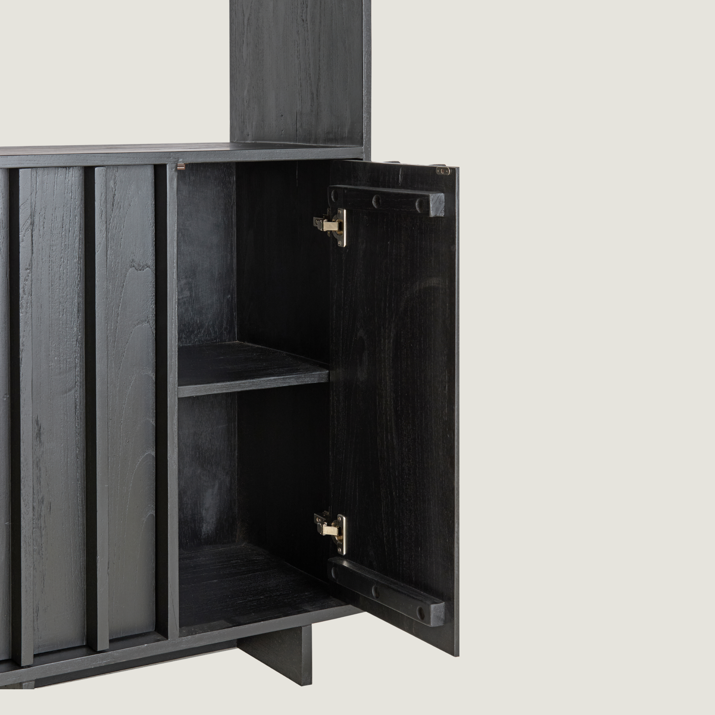 Morant - Freestanding Display Cabinet with Bookshelf In Dark in Black