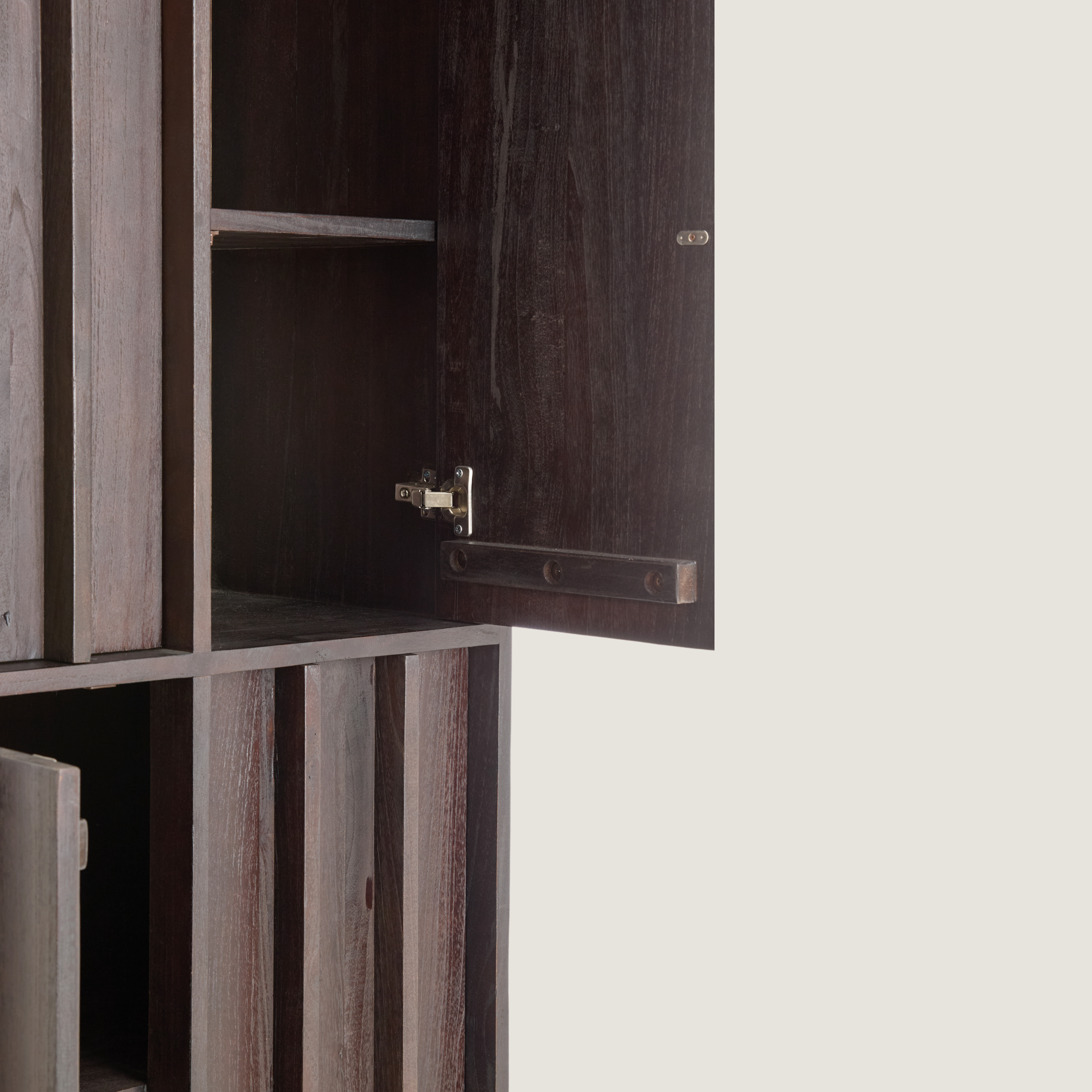 Morant - Tall Standing 4 Door Cabinet With Box Storage In Dark Wood