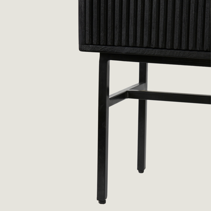 Belafonte - Wide Standing Cabinet with Shelving Black Mango Wood