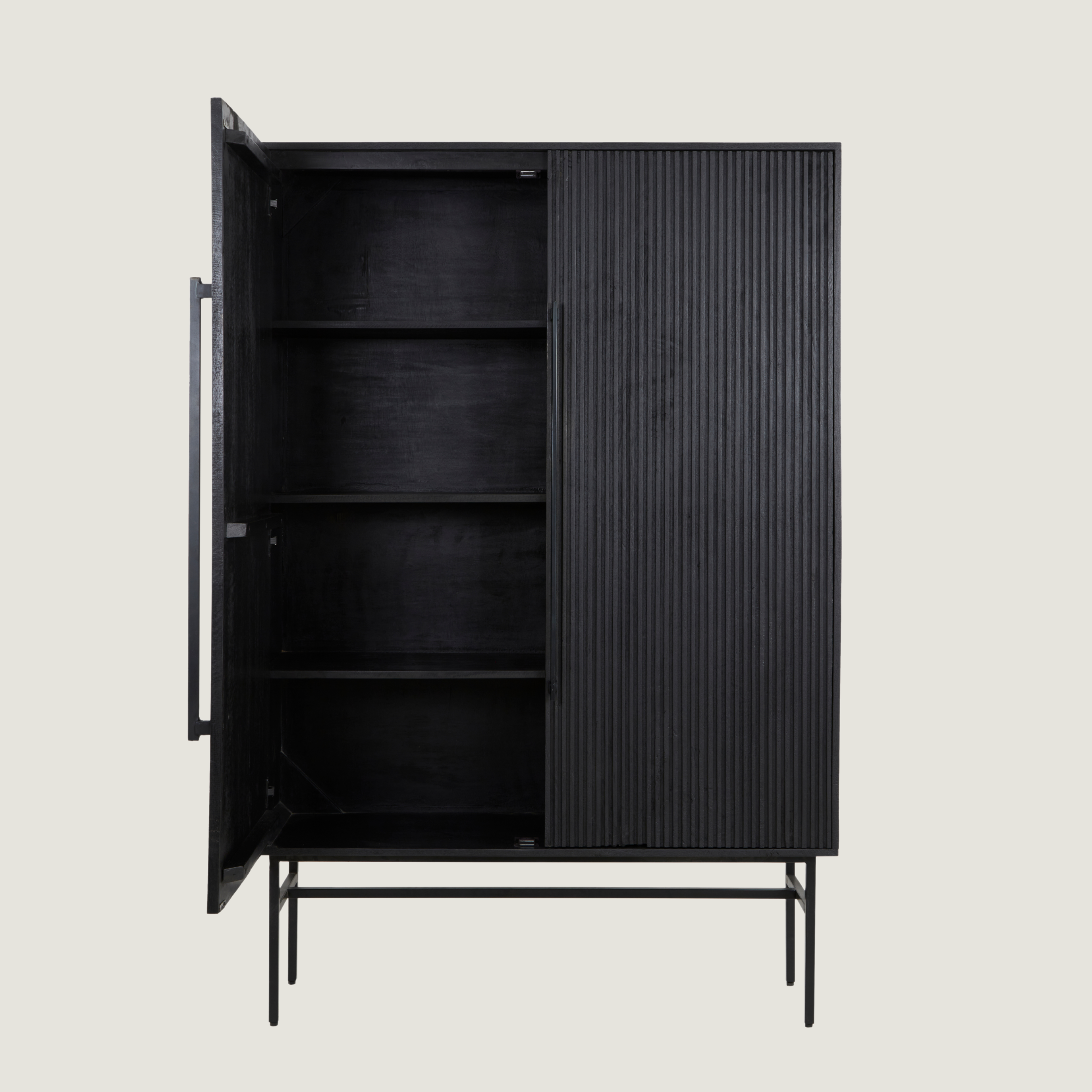 Belafonte - Wide Standing Cabinet with Shelving Black Mango Wood