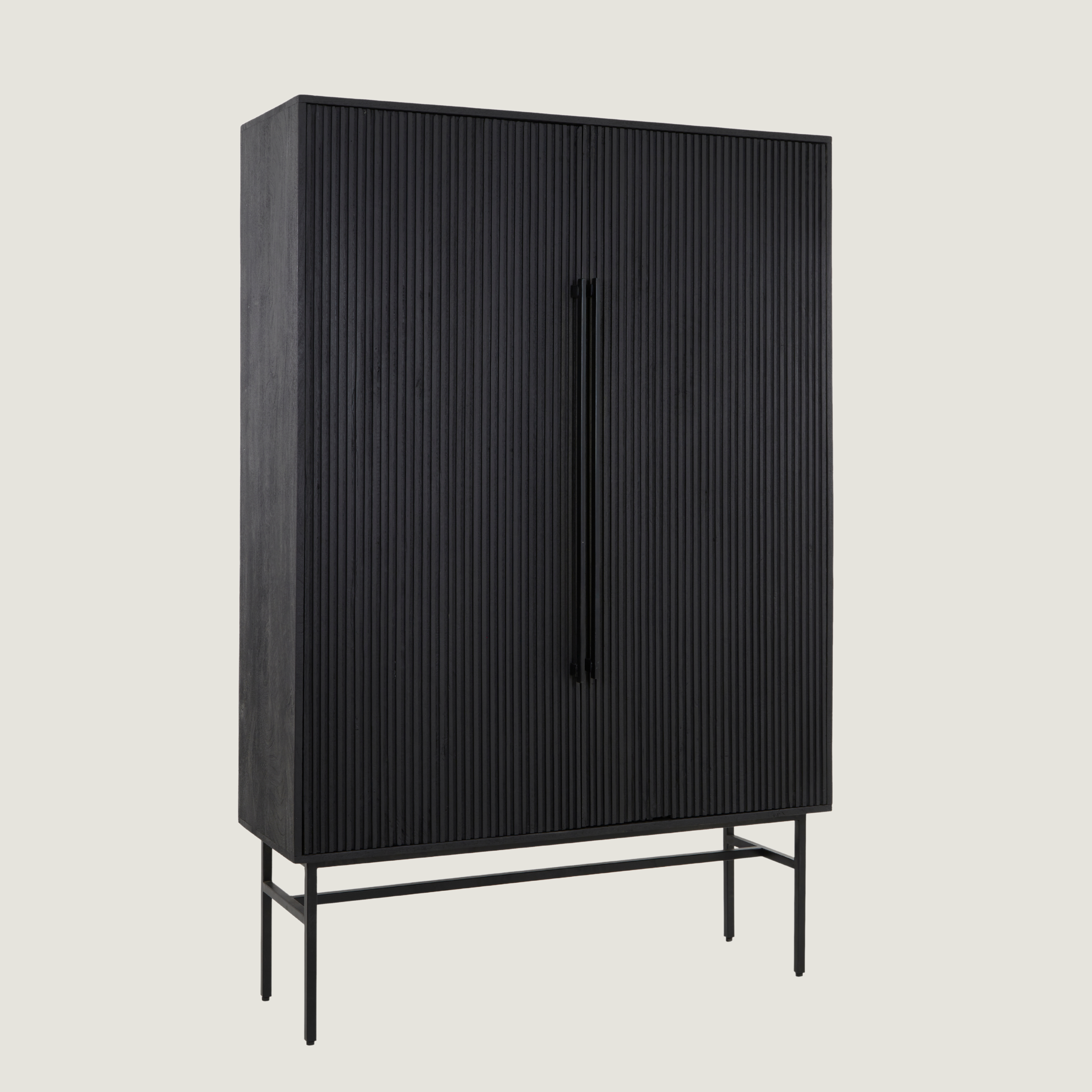 Belafonte - Wide Standing Cabinet with Shelving Black Mango Wood