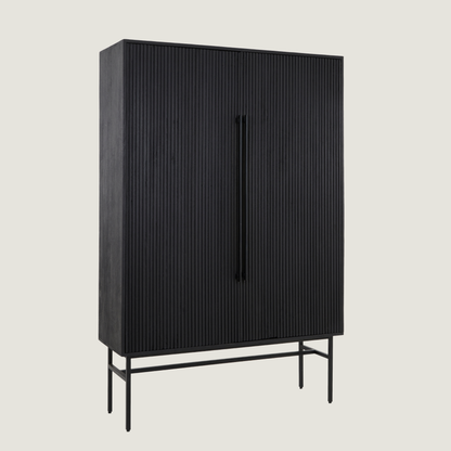 Belafonte - Wide Standing Cabinet with Shelving Black Mango Wood