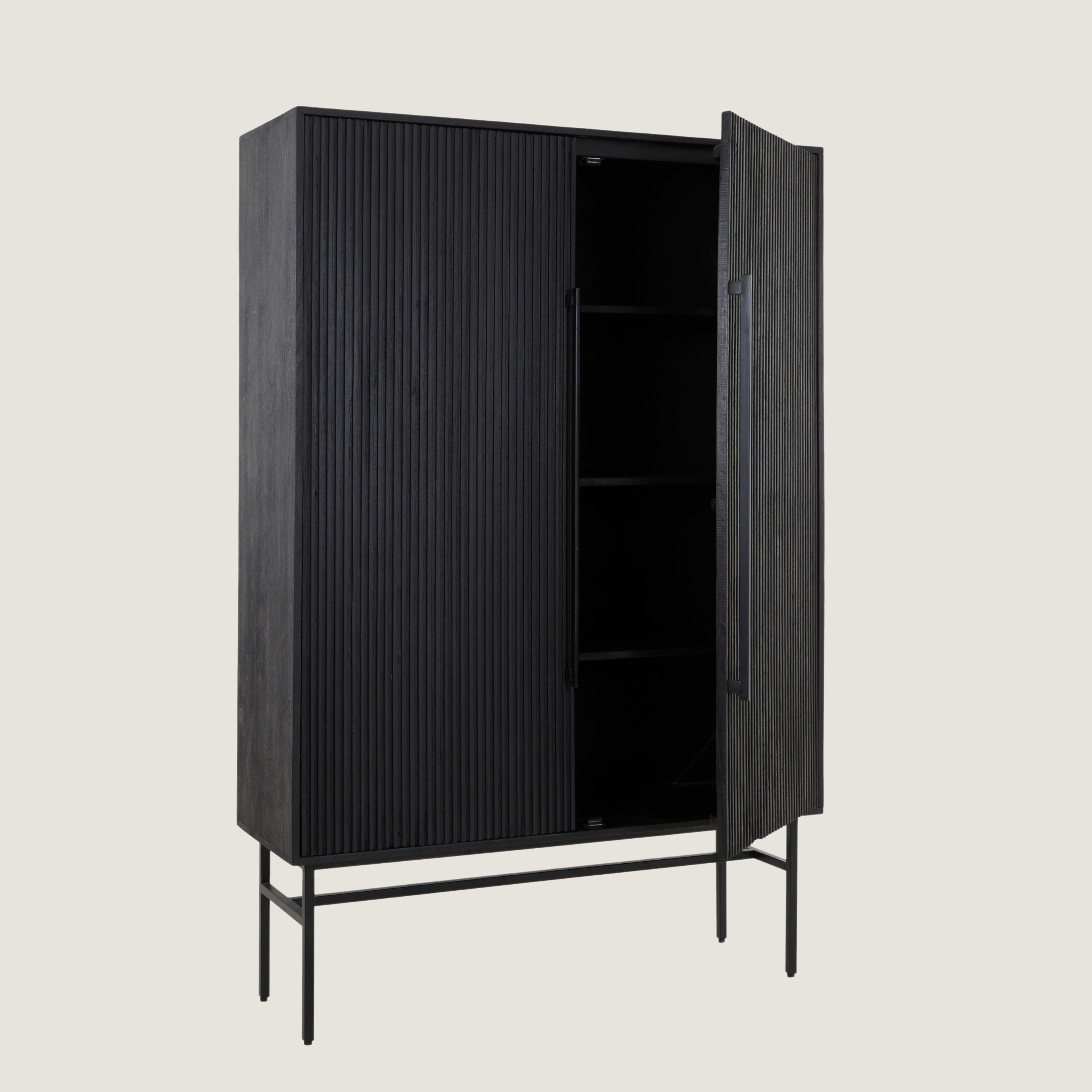 Belafonte - Wide Standing Cabinet with Shelving Black Mango Wood