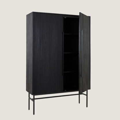 Belafonte - Wide Standing Cabinet with Shelving Black Mango Wood