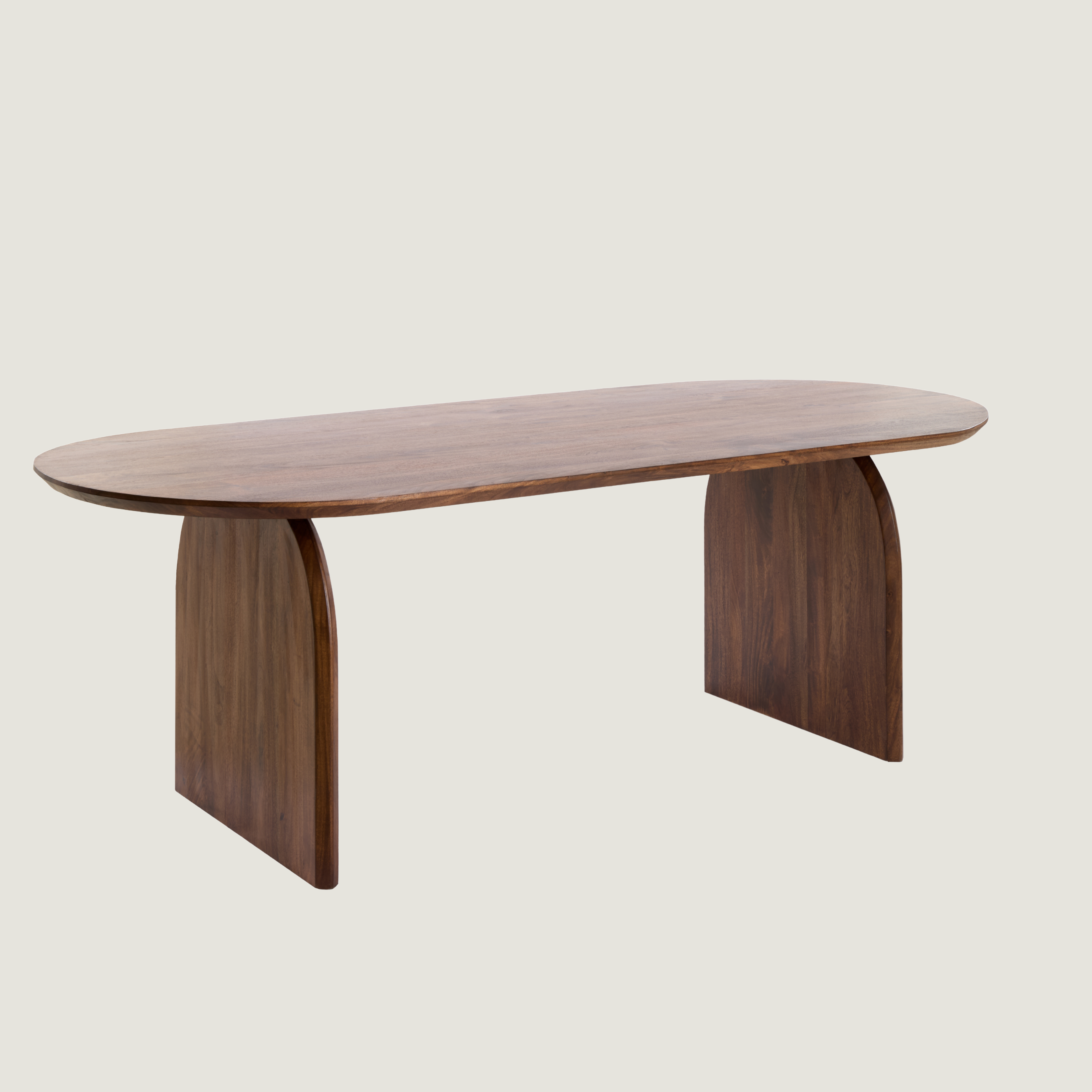 Acacia Wood Oval Dining Table With Arched Base