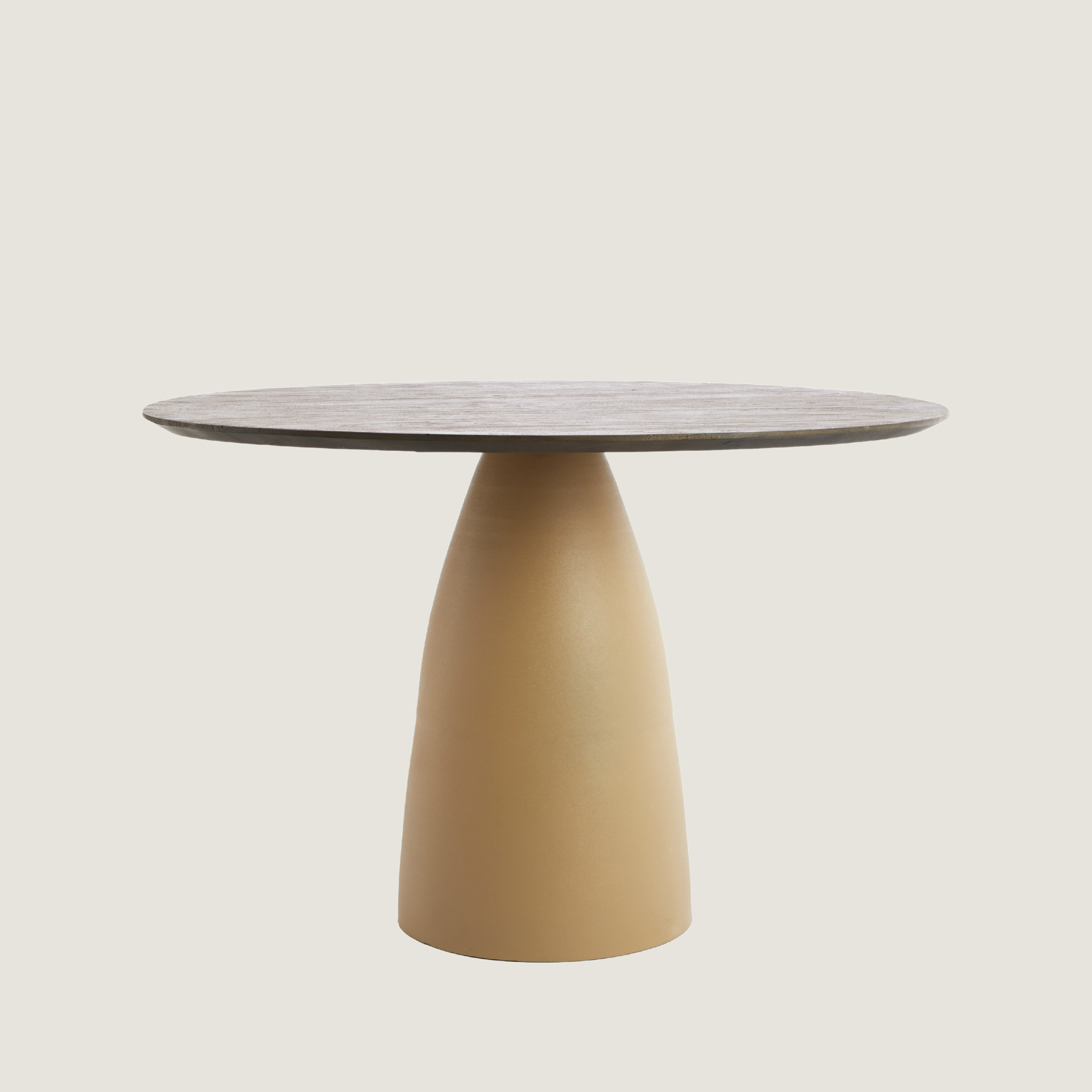 Faro - Round Mango Wood Dining Table Conical Base in Matte Beige