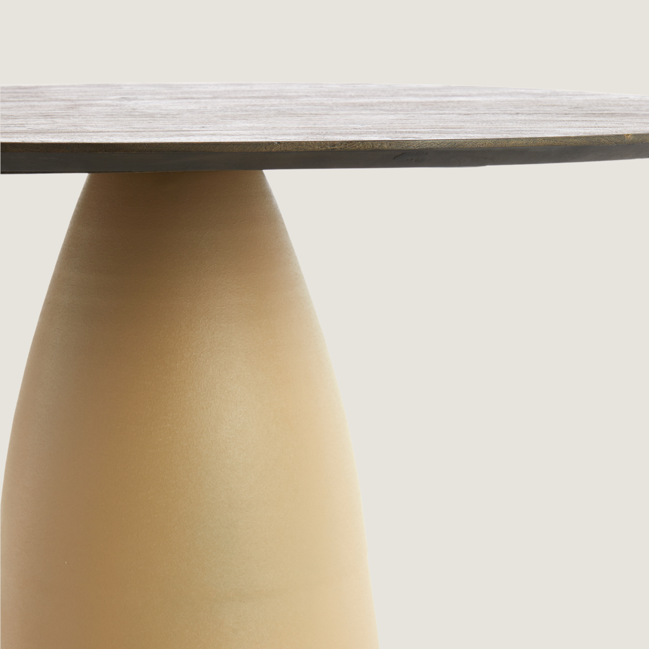 Faro - Round Mango Wood Dining Table Conical Base in Matte Beige