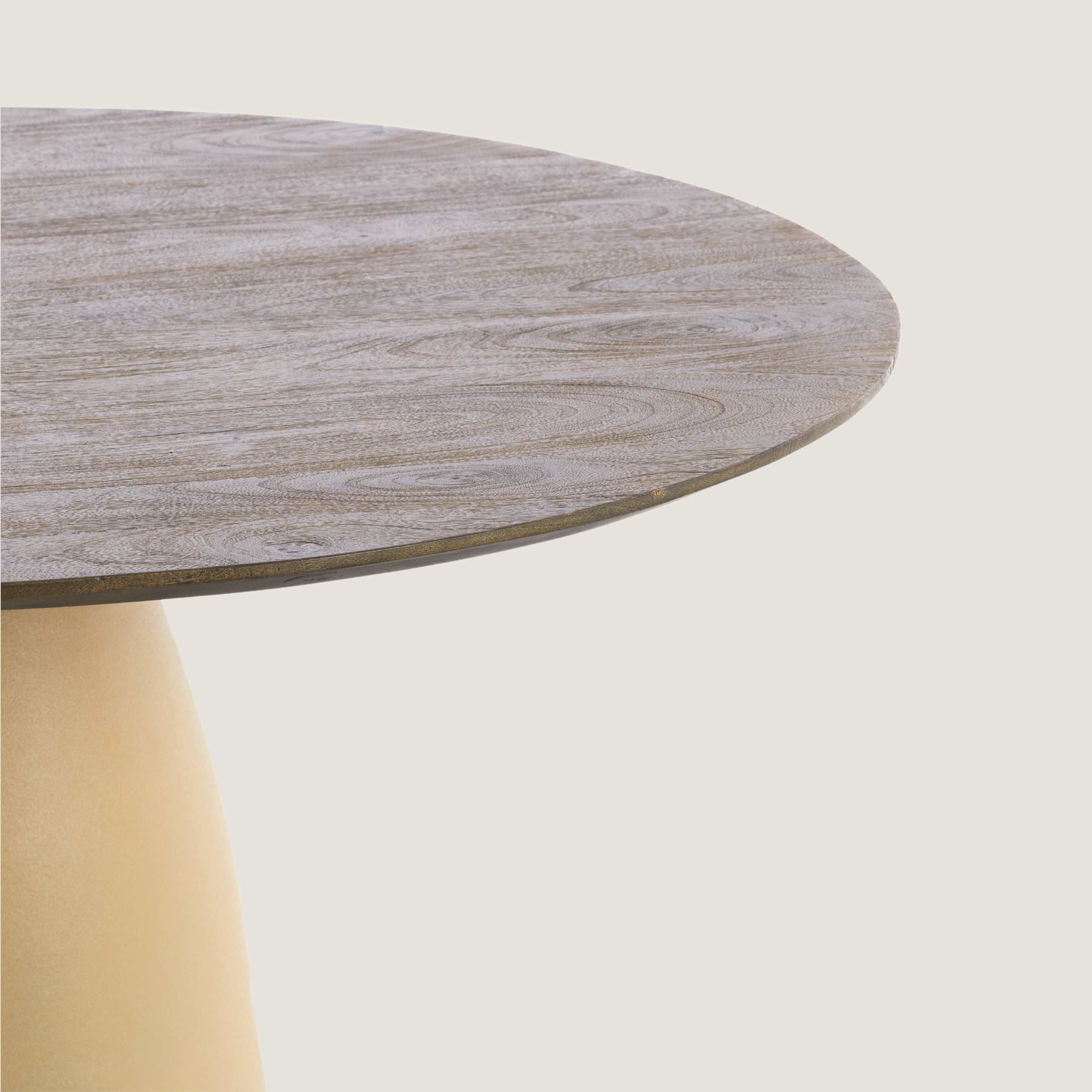 Faro - Round Mango Wood Dining Table Conical Base in Matte Beige