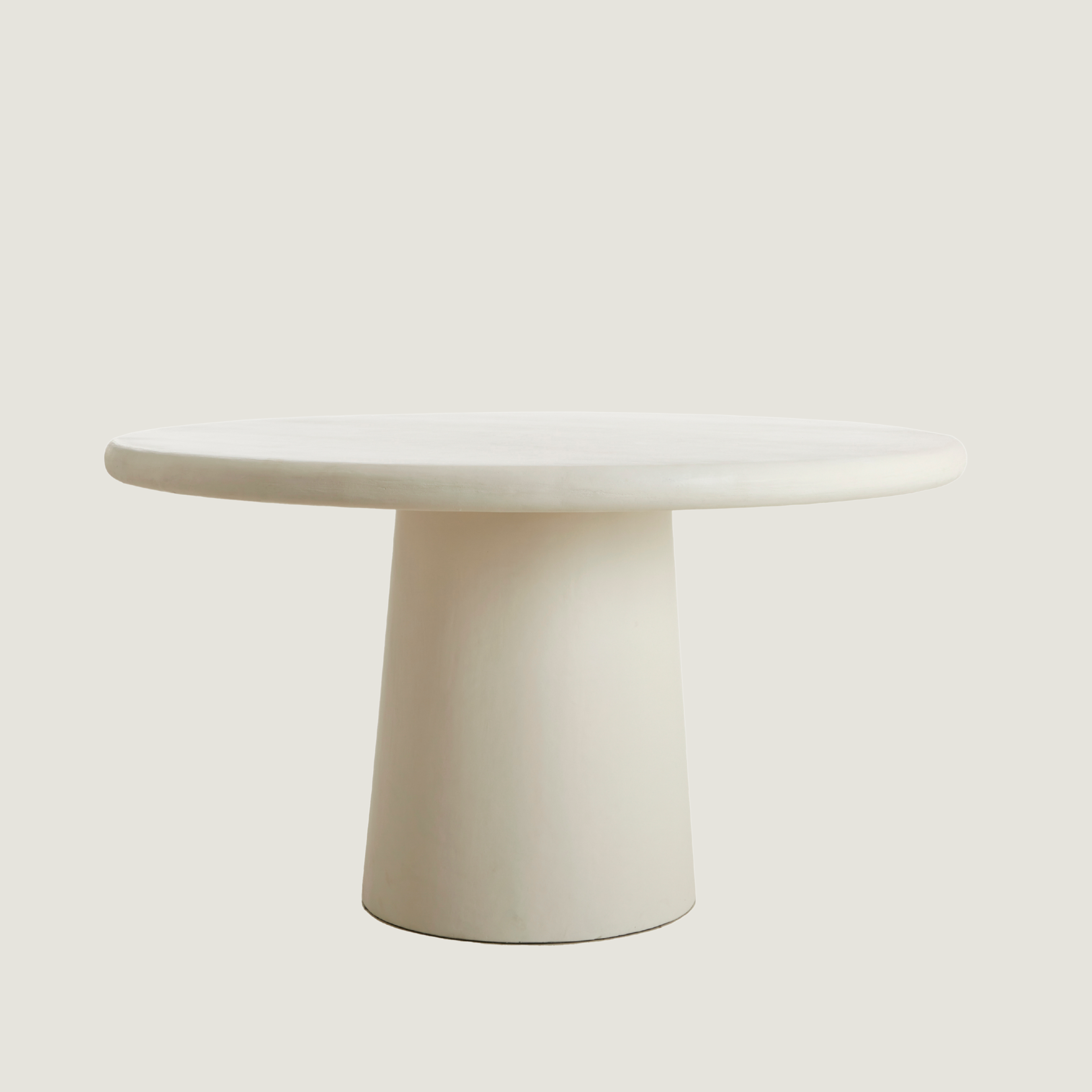 Blanca - Round Beige Stone-Effect Pedestal Dining Table In Cream