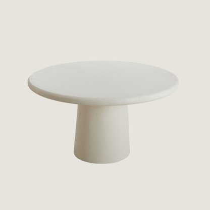 Blanca - Round Beige Stone-Effect Pedestal Dining Table In Cream
