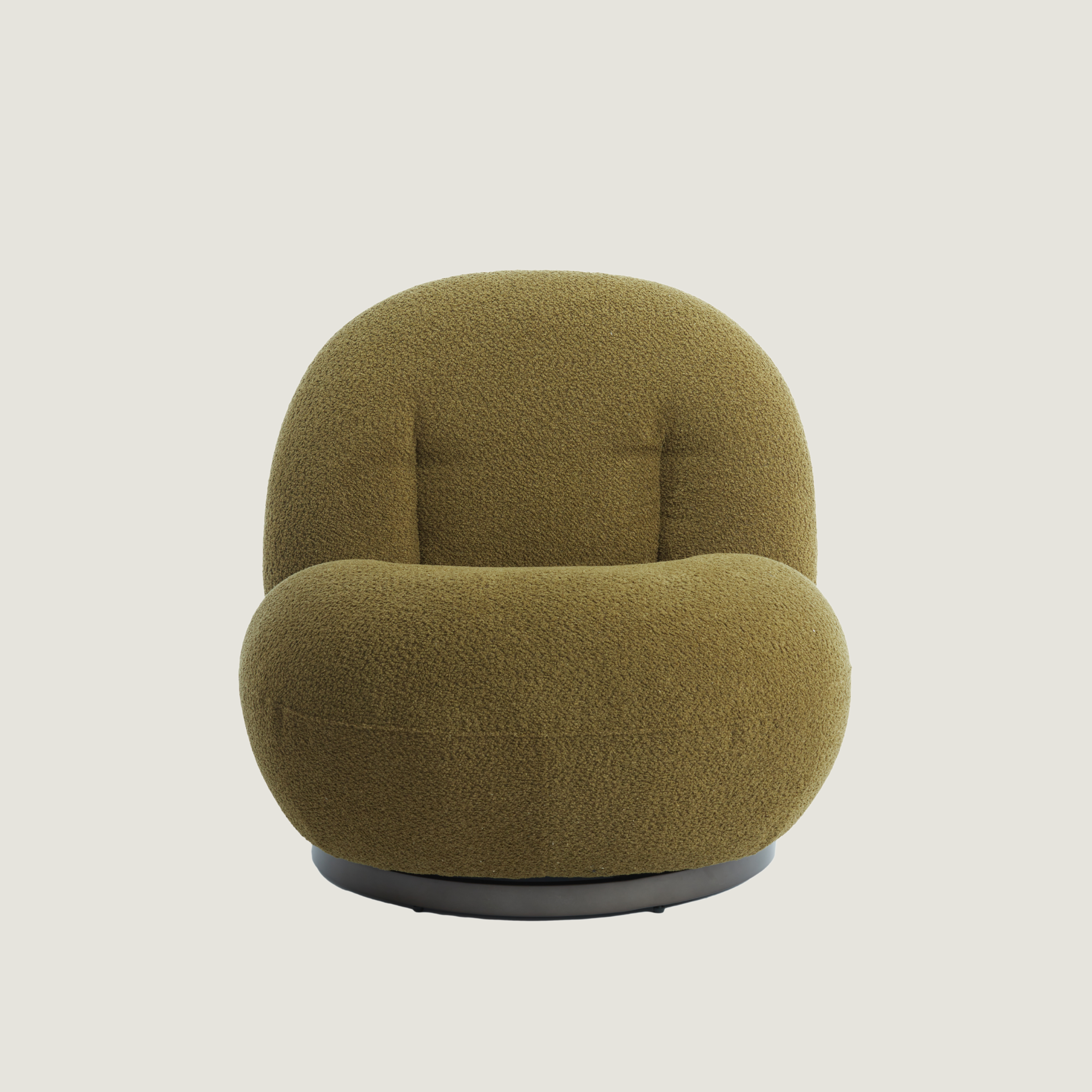 Koa - Plush Curved Swivel Lounge Chair in Olive Green