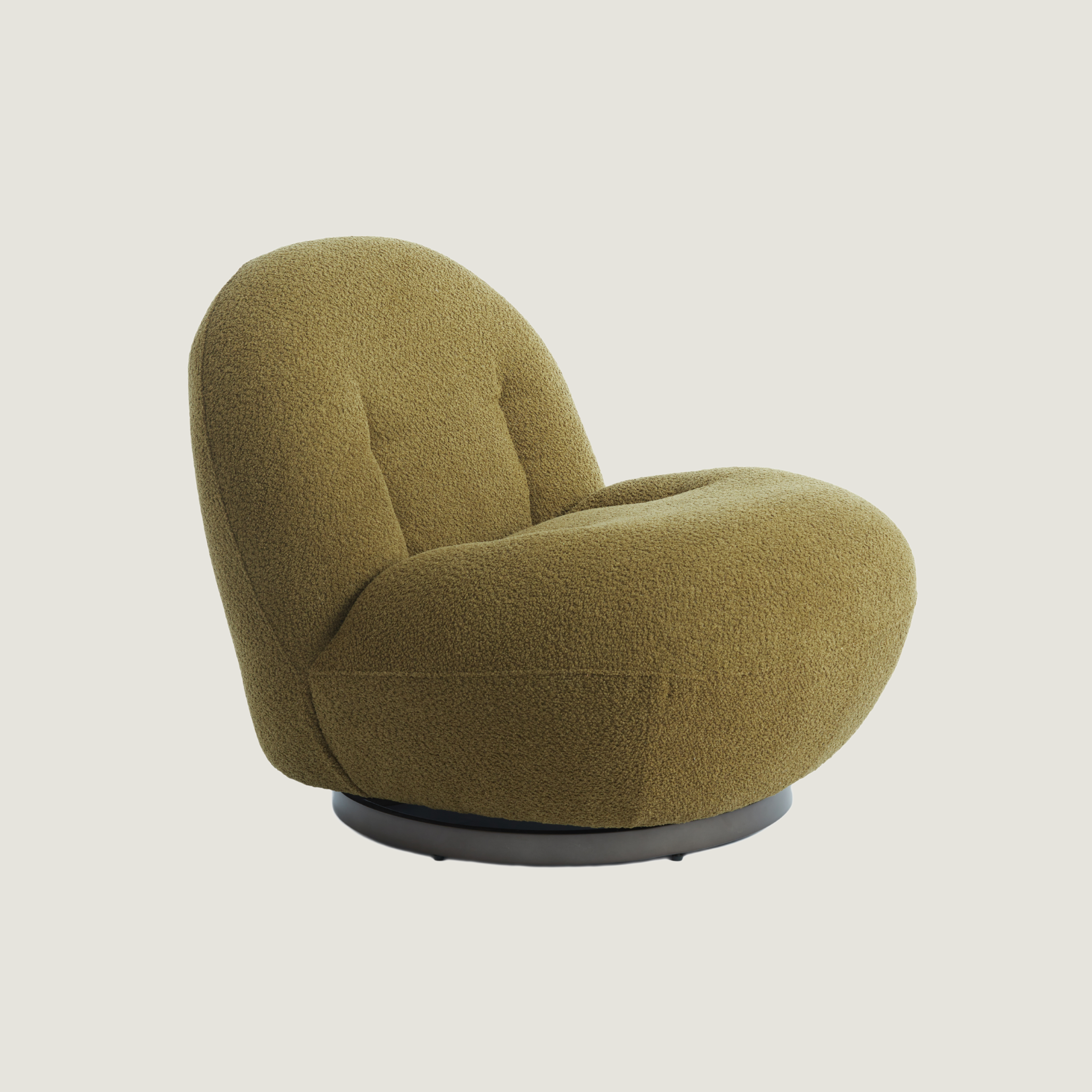Koa - Plush Curved Swivel Lounge Chair in Olive Green