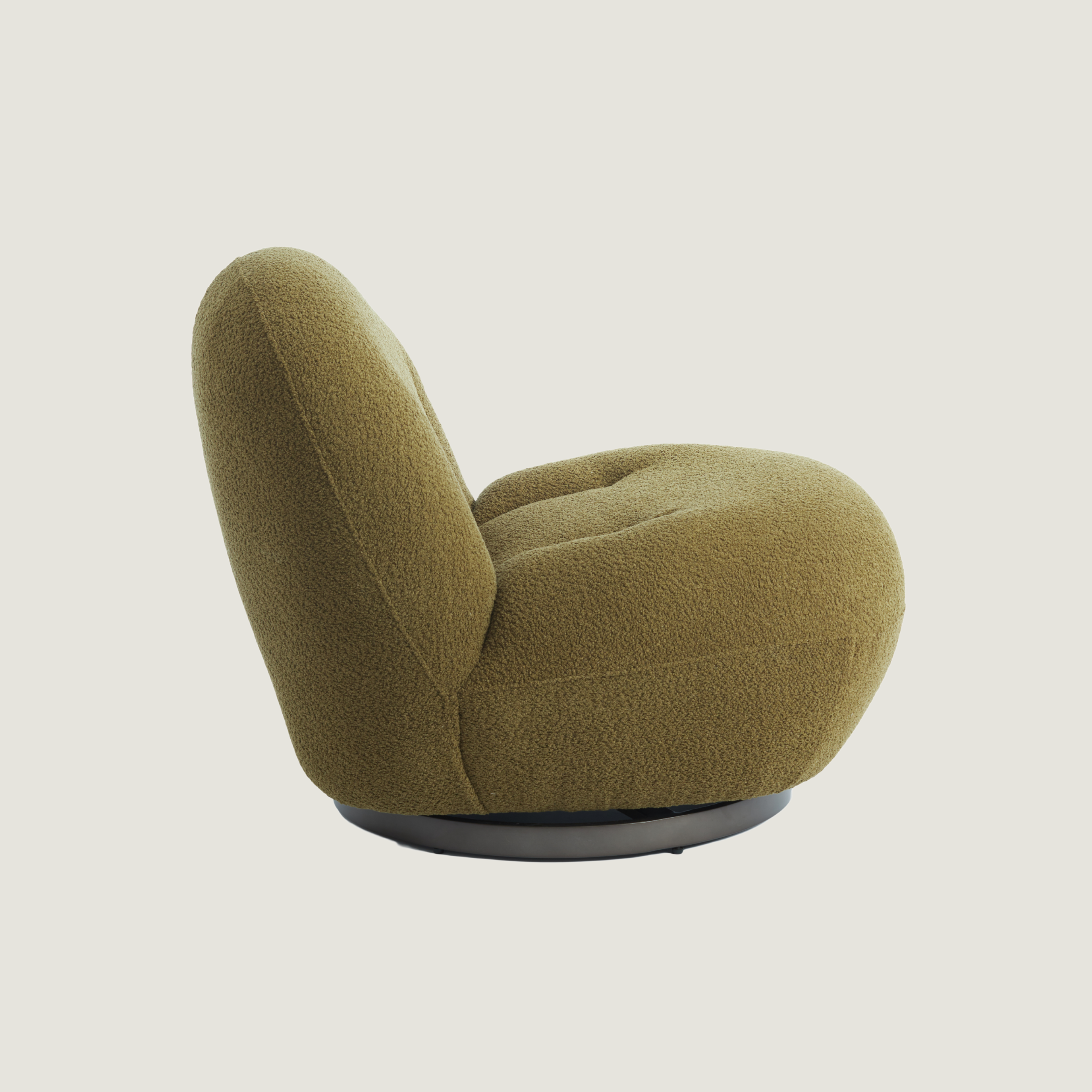 Koa - Plush Curved Swivel Lounge Chair in Olive Green