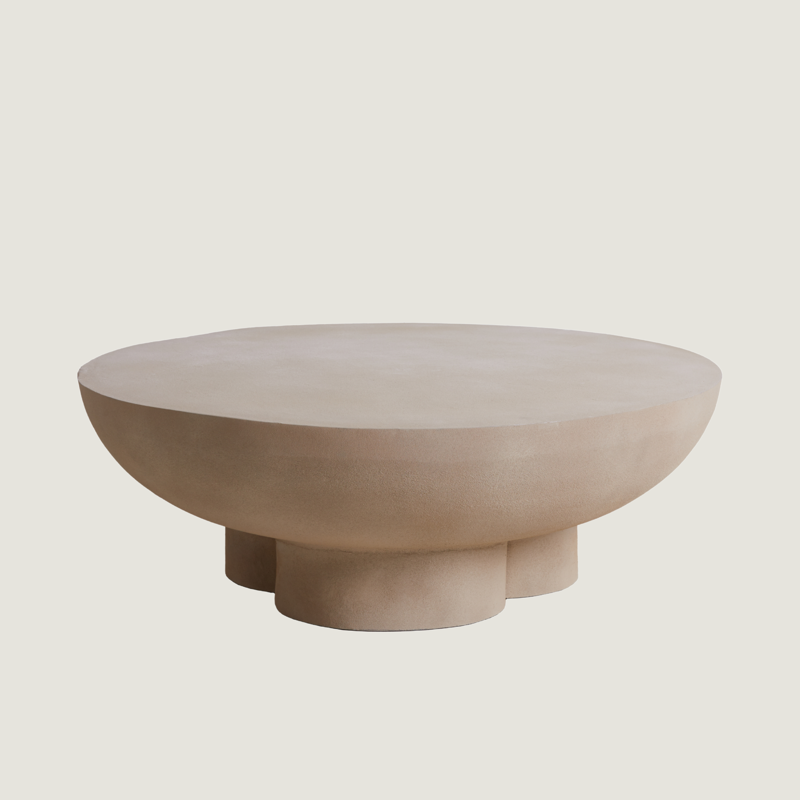 Blanca - Round Concrete Coffee Table Semi-Sphere Base in Desert Sand Finish