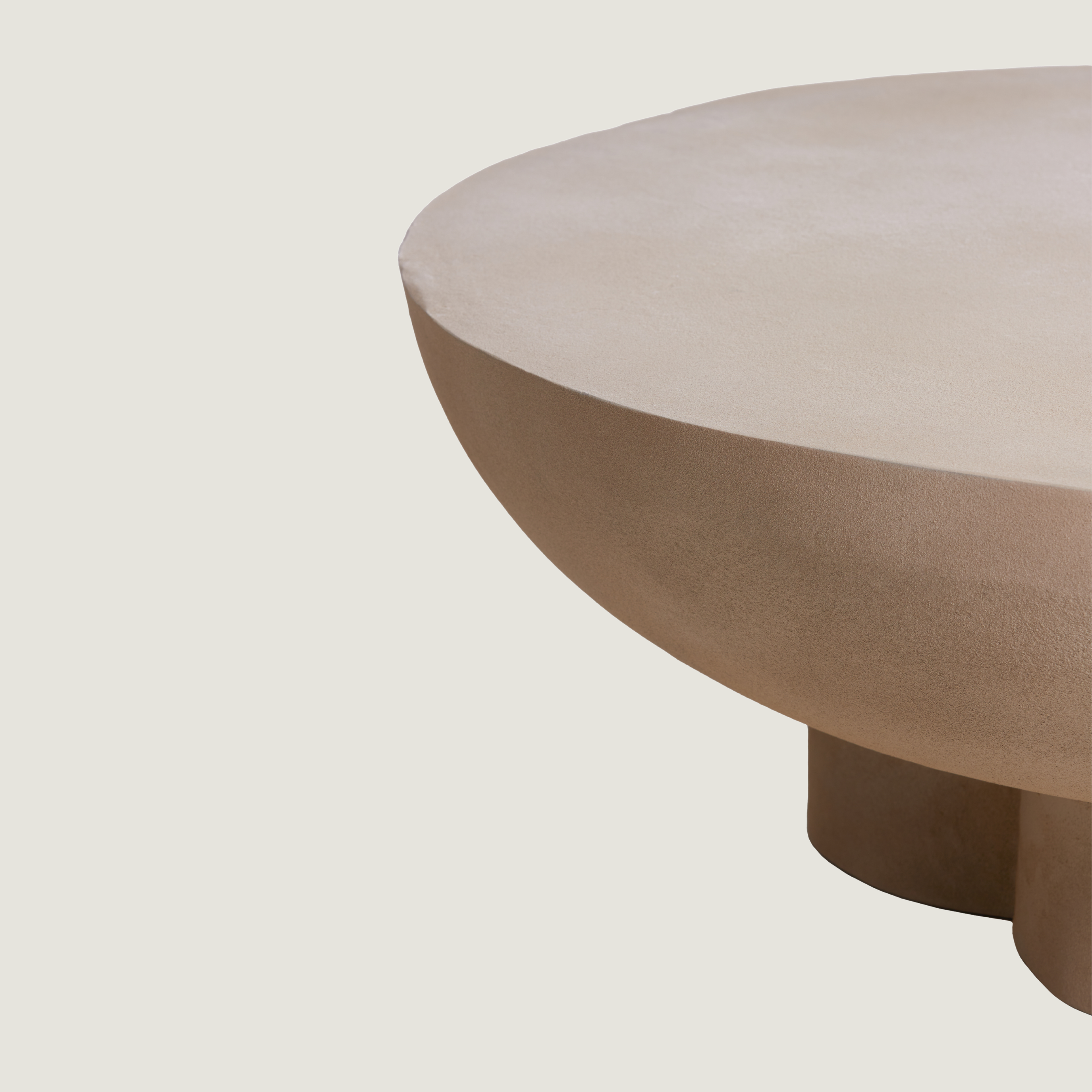 Blanca - Round Concrete Coffee Table Semi-Sphere Base in Desert Sand Finish
