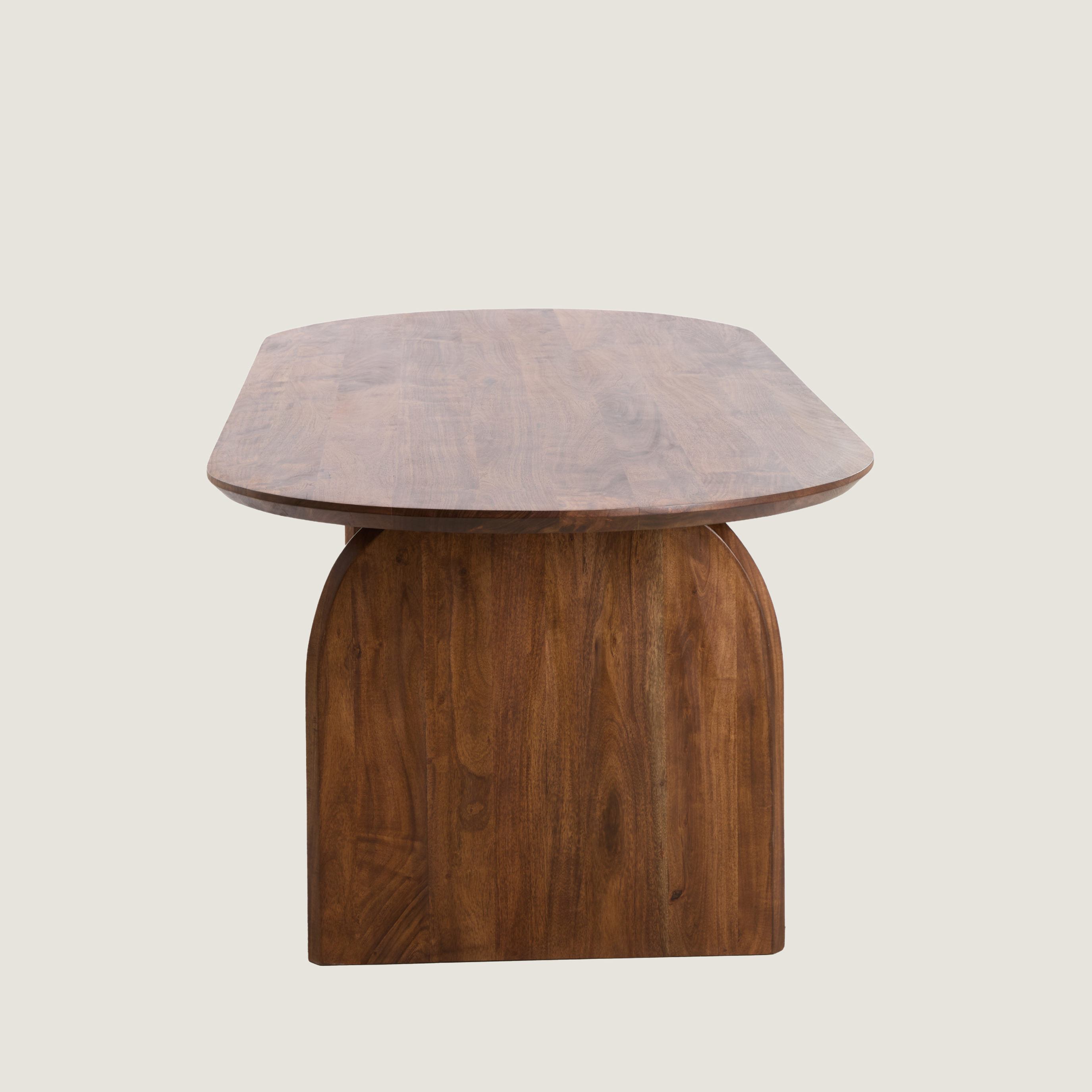 Acacia Wood Oval Dining Table With Arched Base