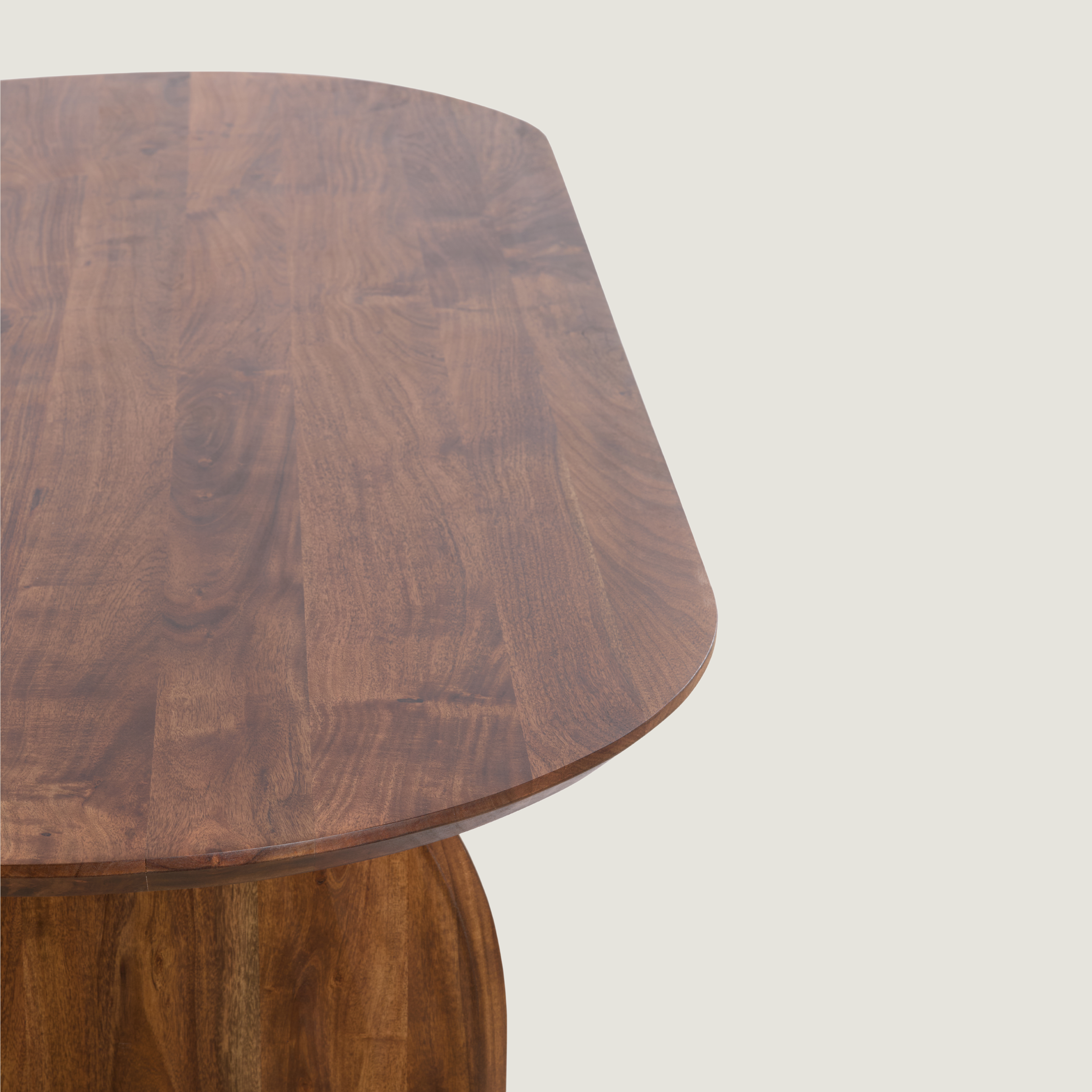 Acacia Wood Oval Dining Table With Arched Base