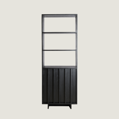 Morant - Freestanding Display Cabinet with Bookshelf In Dark in Black