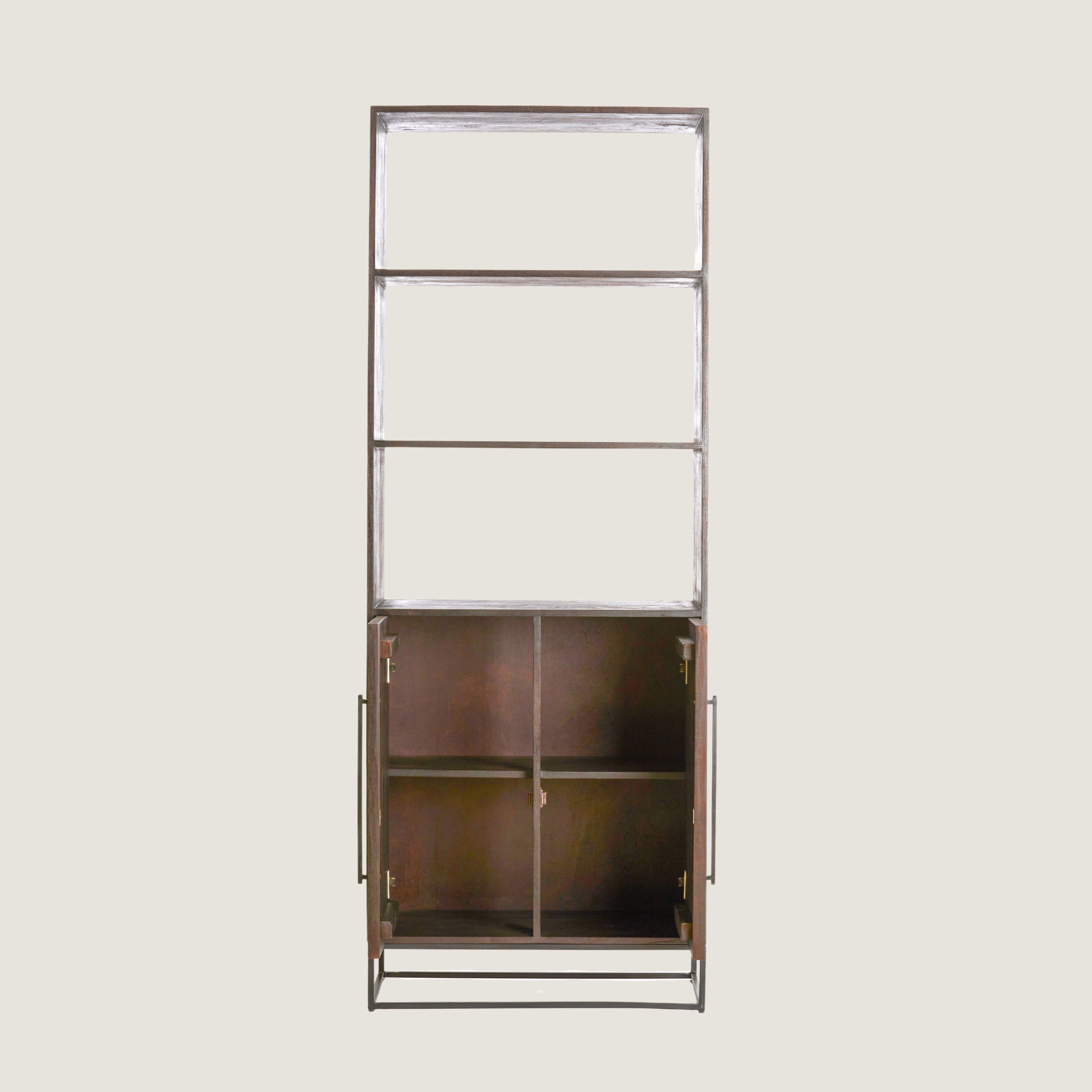 Denali - Half Bookshelf with Cupboard in a Dark Wood Finish