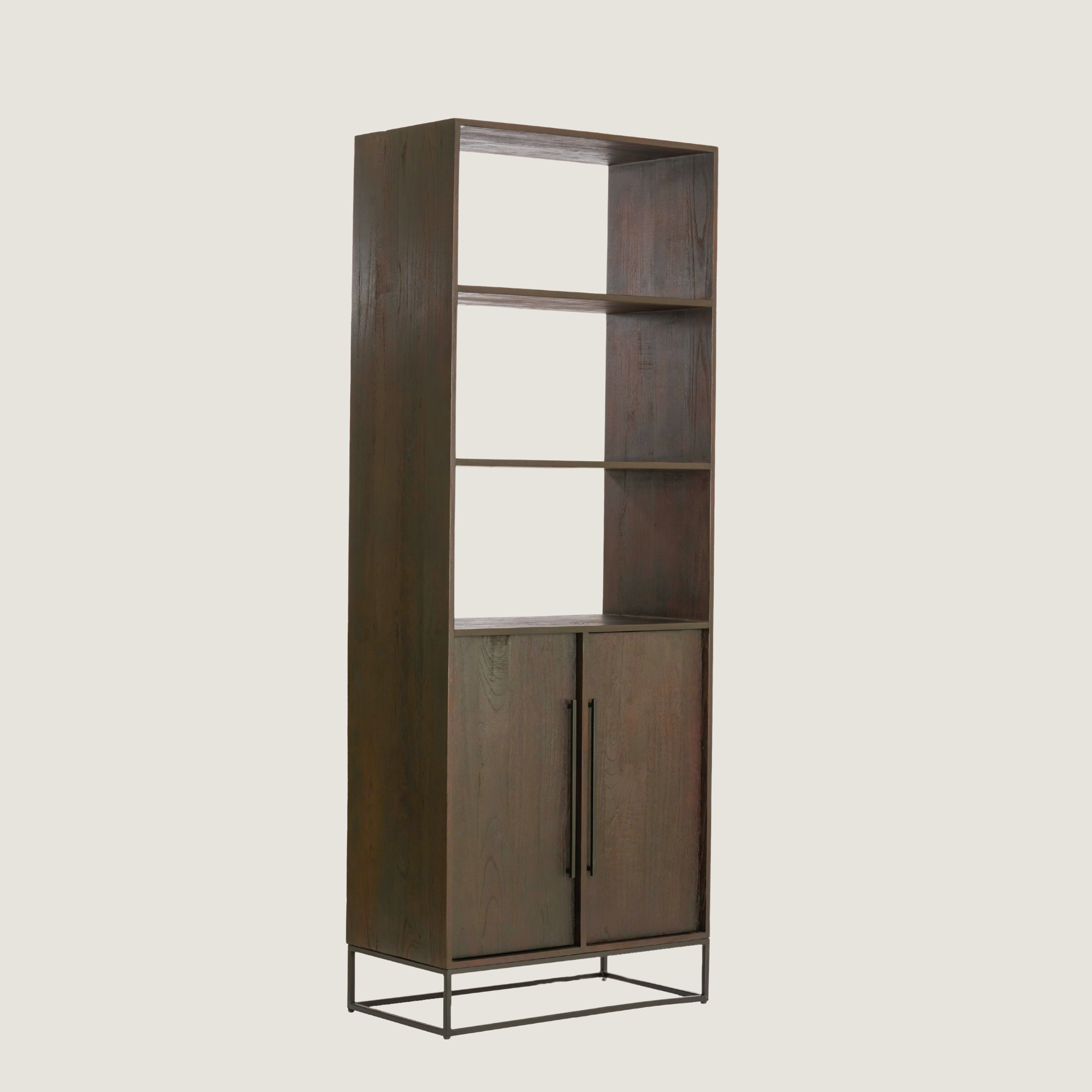 Denali - Half Bookshelf with Cupboard in a Dark Wood Finish