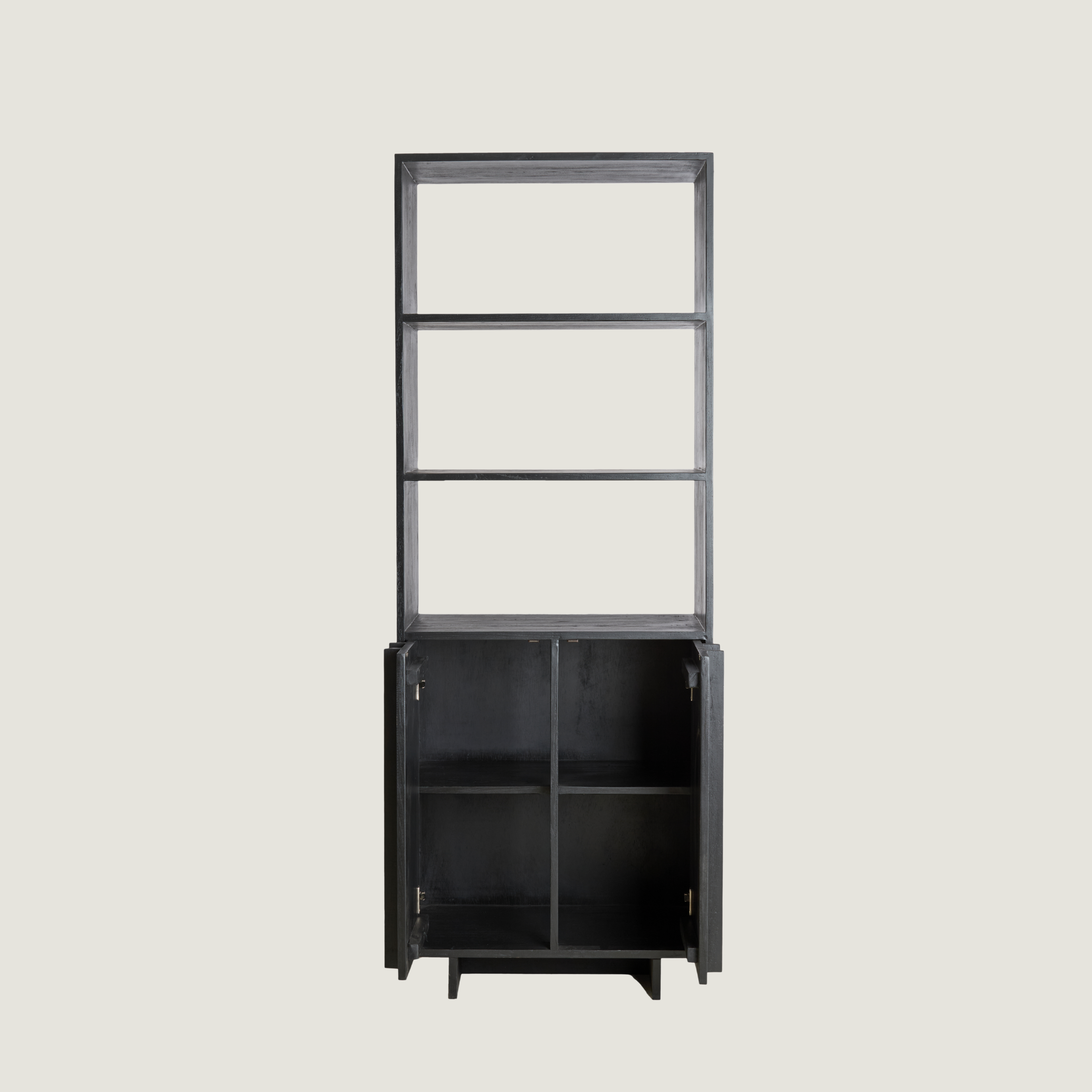 Morant - Freestanding Display Cabinet with Bookshelf In Dark in Black