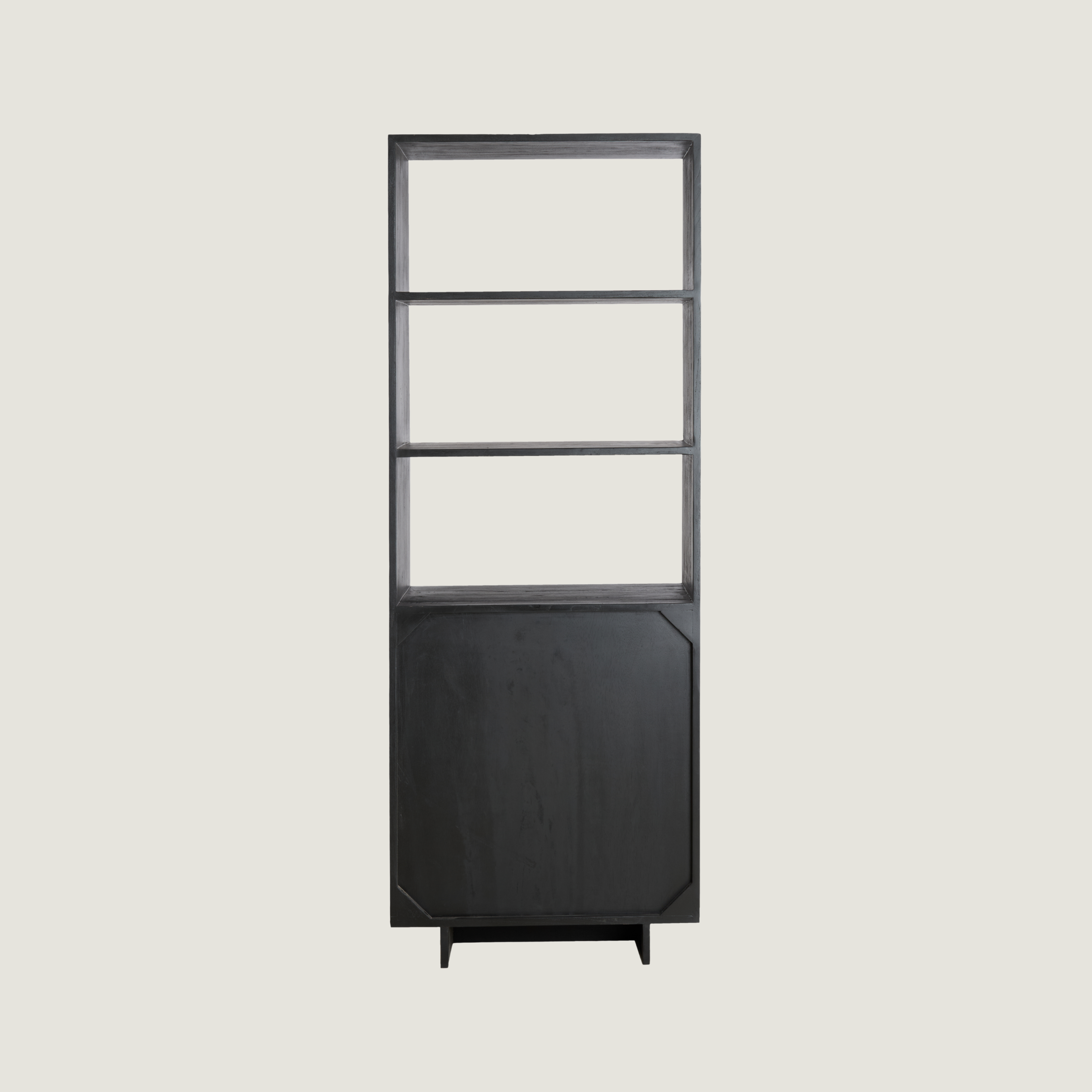 Morant - Freestanding Display Cabinet with Bookshelf In Dark in Black