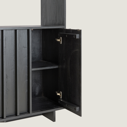 Morant - Freestanding Display Cabinet with Bookshelf In Dark in Black