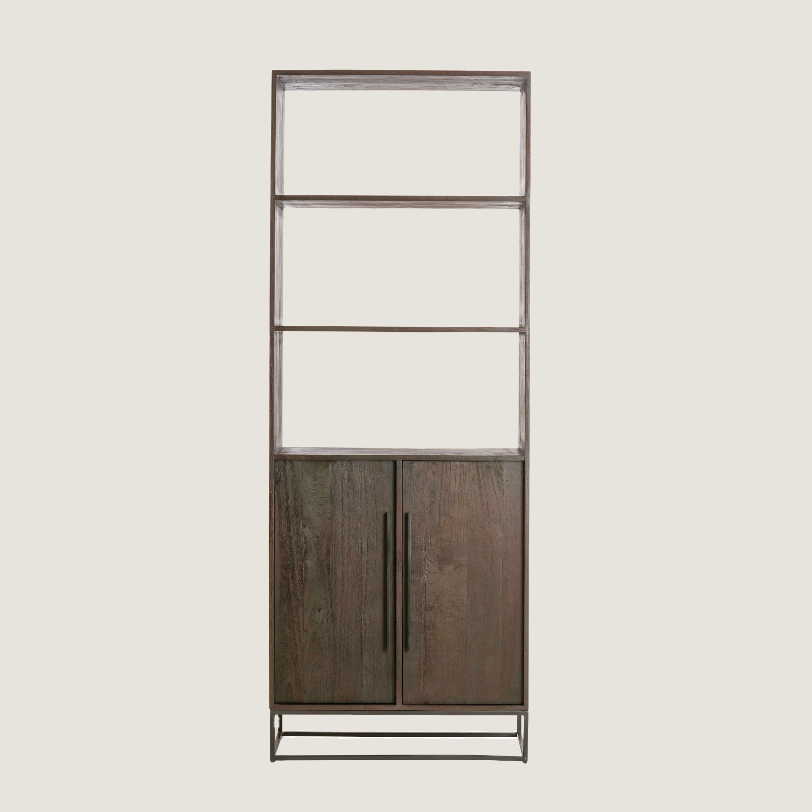 Denali - Half Bookshelf with Cupboard in a Dark Wood Finish