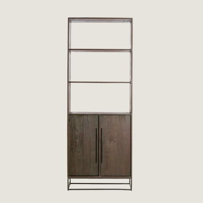Denali - Half Bookshelf with Cupboard in a Dark Wood Finish