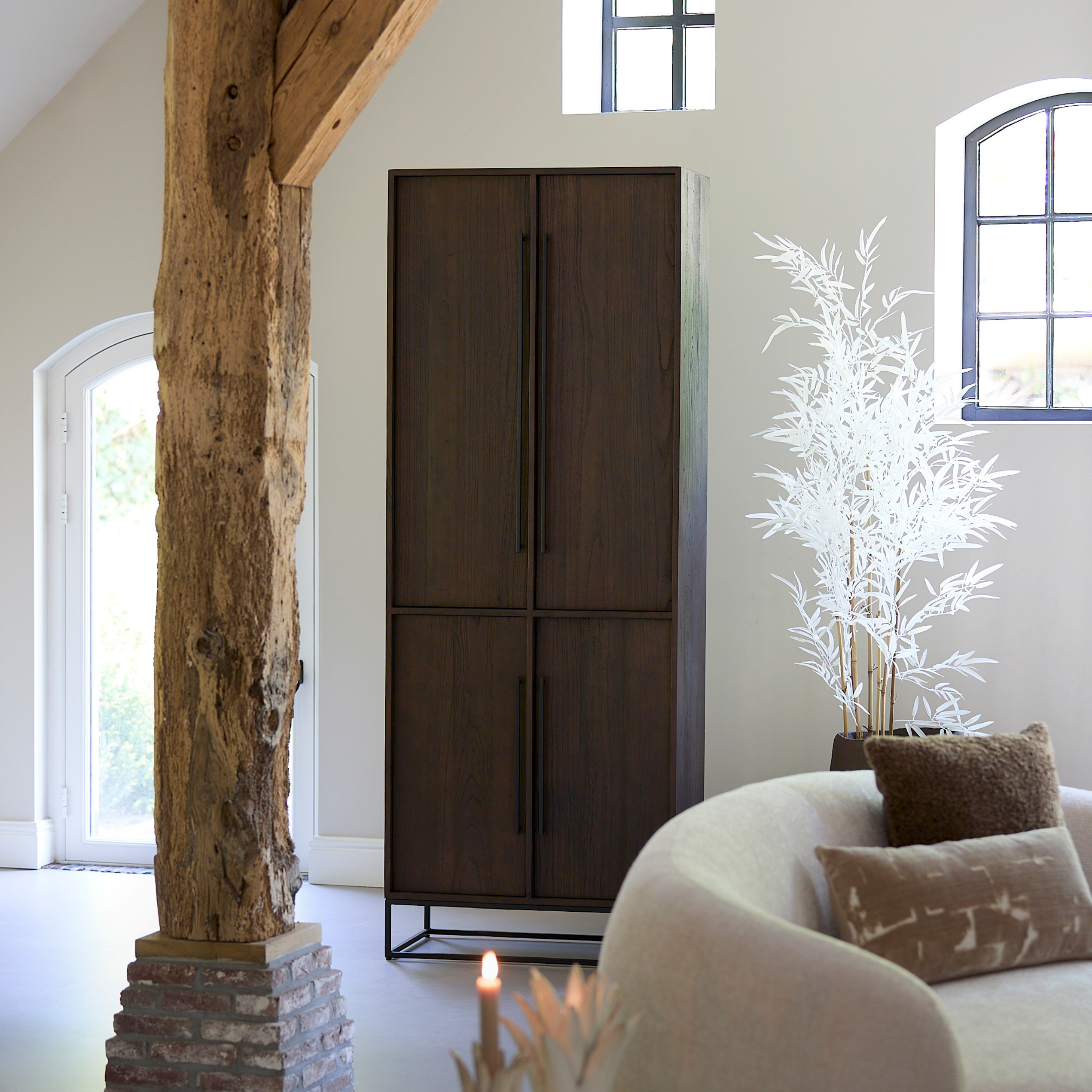 Denali - Freestanding Dark Wood 4-Door Storage Cabinet
