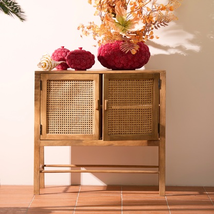 Kyoto - Light Mango wood & Rattan Sideboard Cabinet