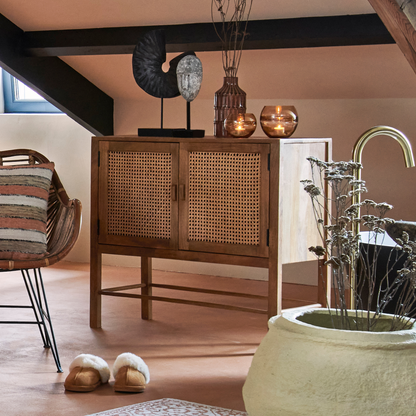 Kyoto - Light Mango wood & Rattan Sideboard Cabinet