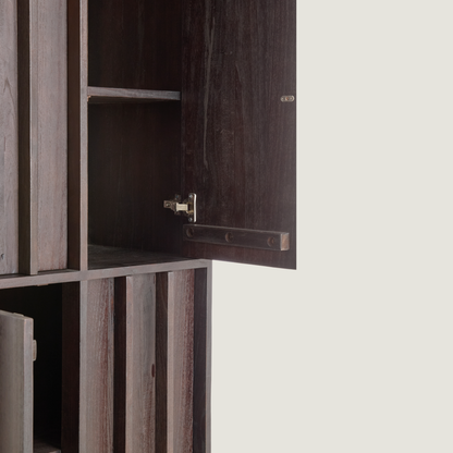 Morant - Tall Standing 4 Door Cabinet With Box Storage In Dark Wood