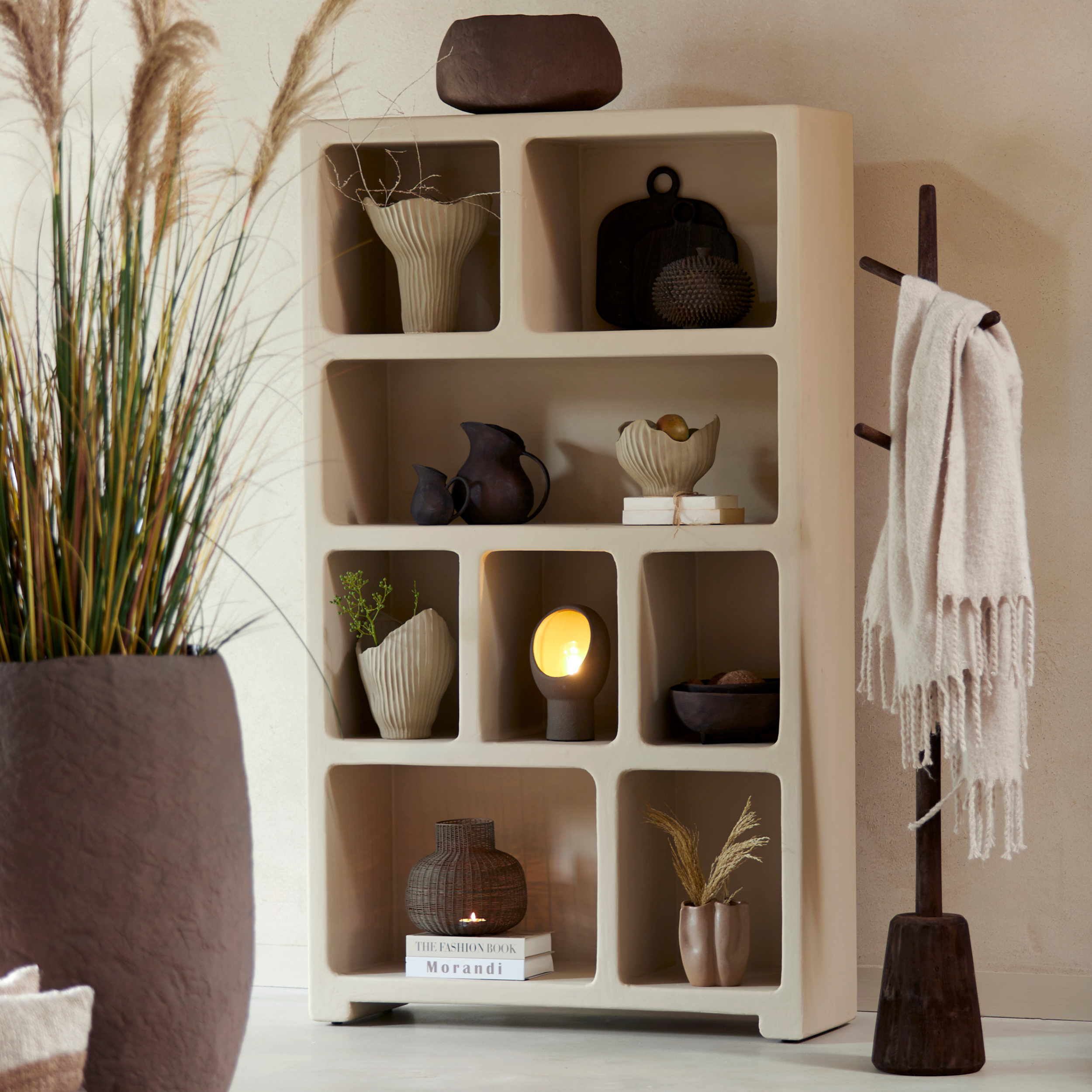 Blanca - Spacious Organic-Style Display Shelf In Beige